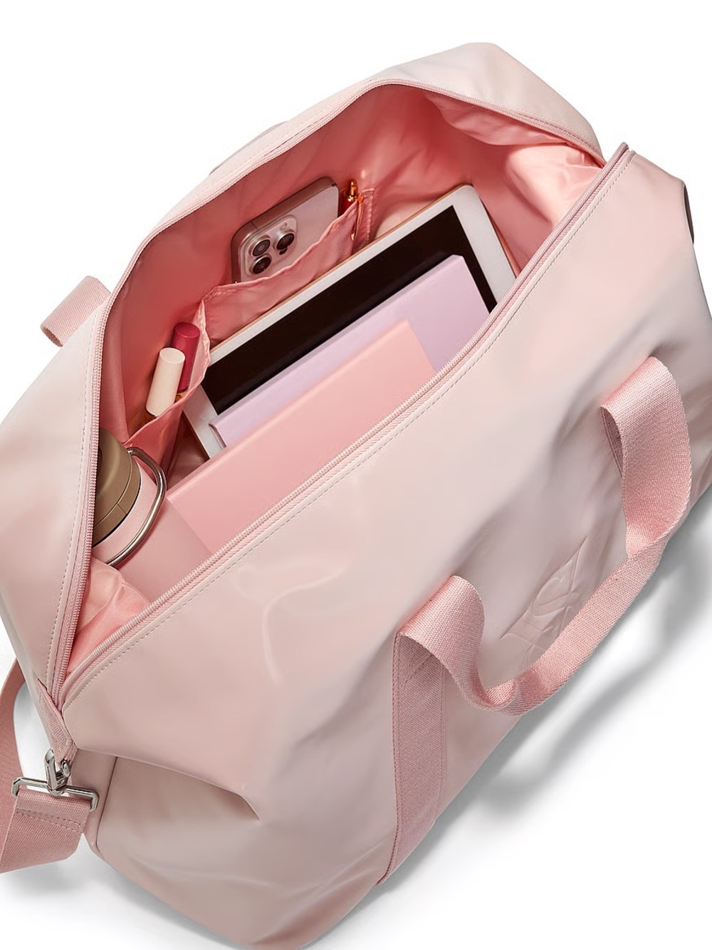 Victoria’s Secret Pink metallic  Weekender duffel NWT with blemish